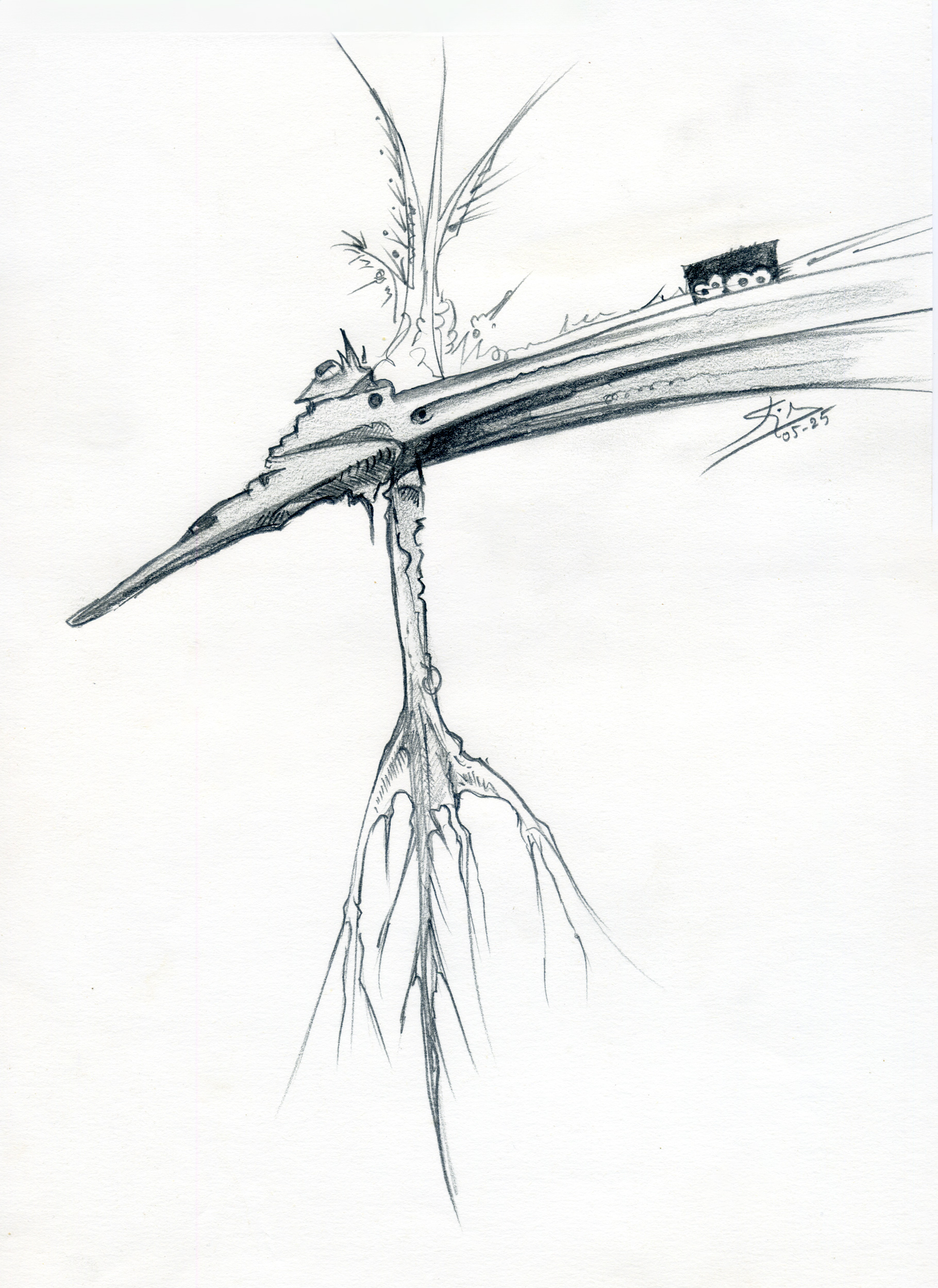 "de raíz"<br />
Dibujo a lápiz.<br />
Mayo 2025.